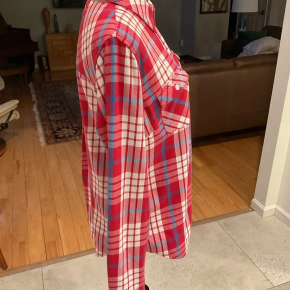 Harley-Davidson Vintage Red, White and Blue Plaid Button-Front Shirt - Picture 7 of 14